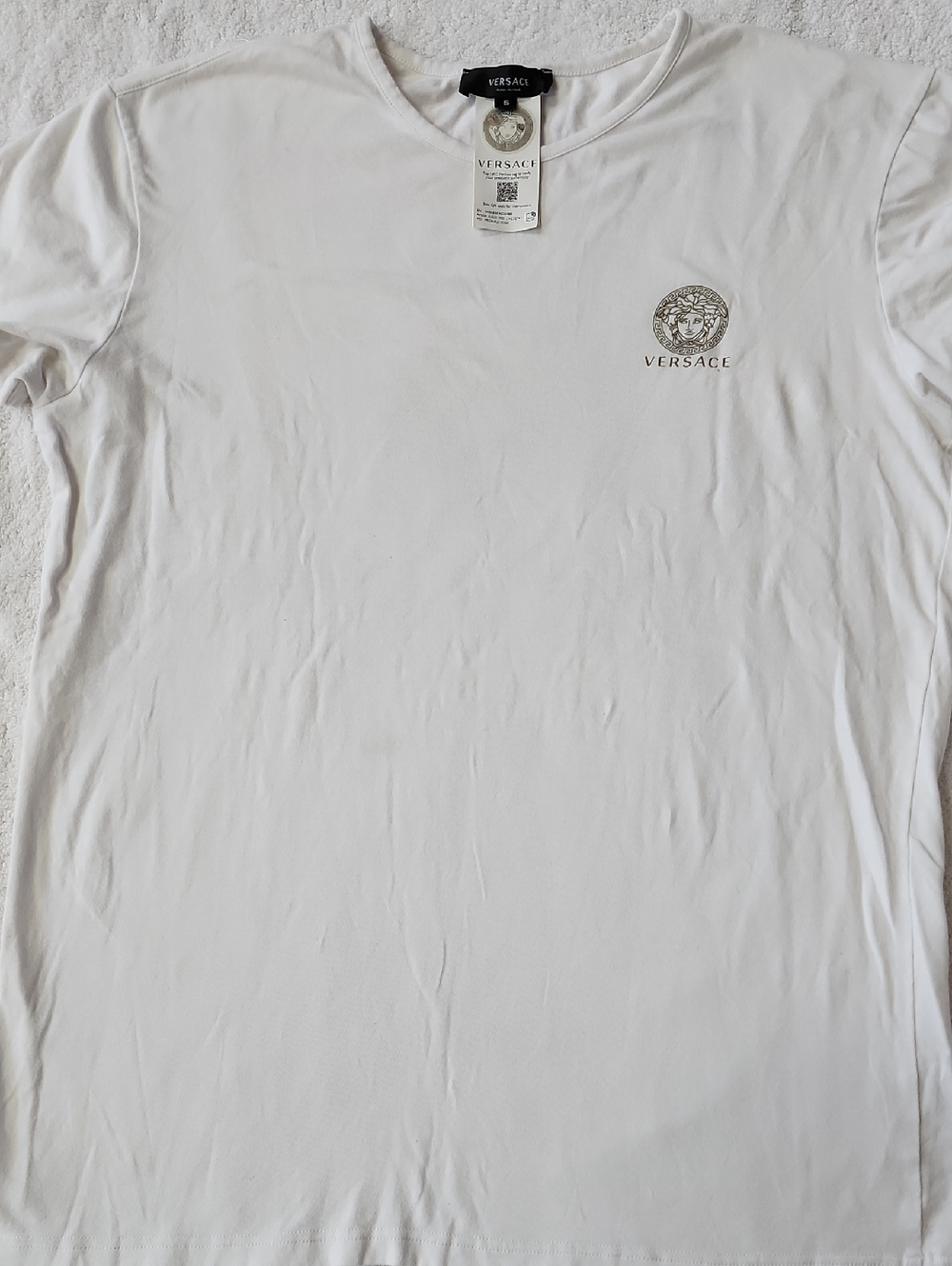 Versace Men's White Short Sleeve T-Shirt with Medusa Logo Size 5 (S) Preowned